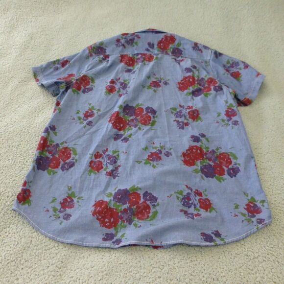 CPO Provisions Shirt Mens XL Button Up Blue Floral Cotton Short Sleeve Casual - Picture 2 of 9